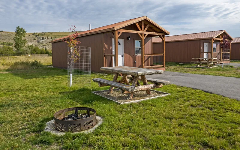 FrontViewofTheCabins, best campground near georgetown lake montana for boating, georgetown lake rv camping, long term rv park